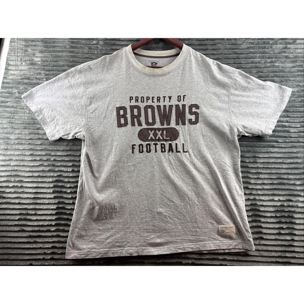 Property of Cleveland Browns T Shirt Mens Sz L Reebok GRIDIRON CLASSIC Gray NFL